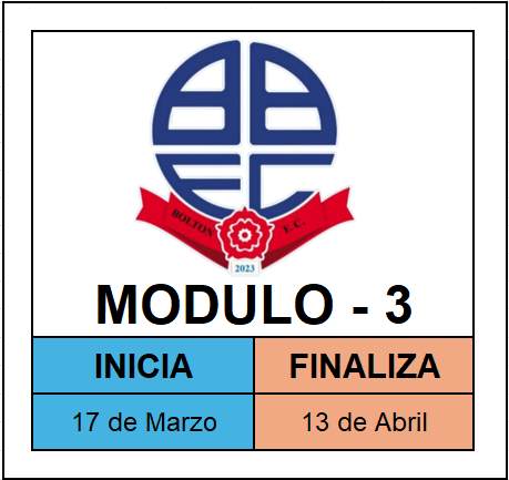 MODULO 3 – INICIA 17 DE MARZO, FINALIZA 13 DE ABRIL