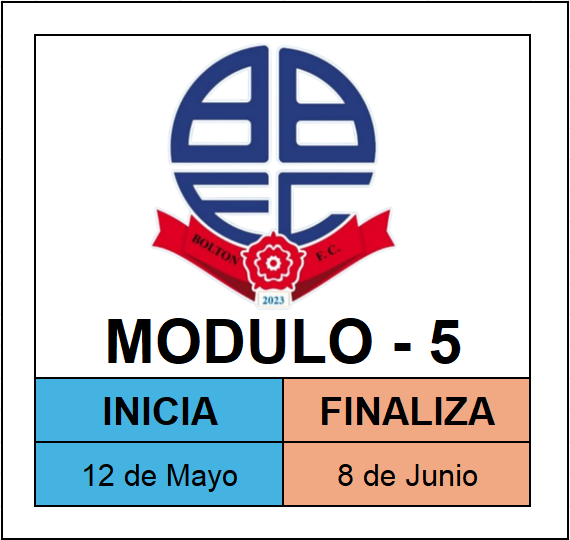 MODULO 5 – INICIA 12 DE MAYO, FINALIZA 8 DE JUNIO